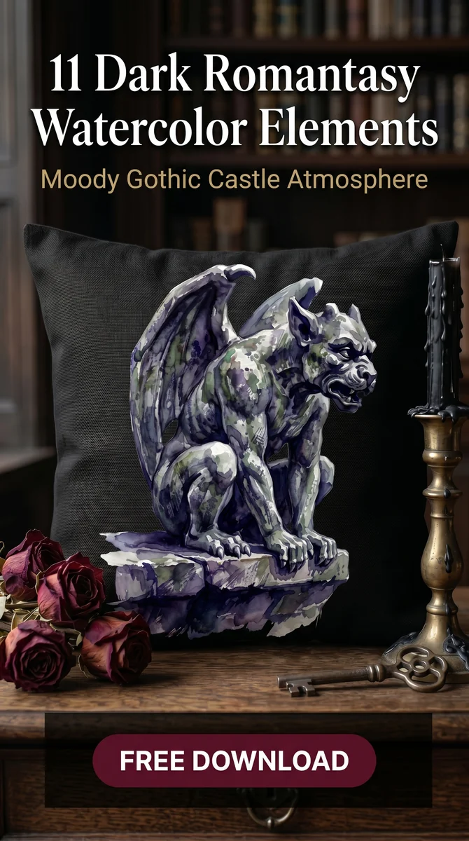 Free Stone Gargoyle Clipart PNG | Dark Fantasy Creature β Dark Romantasy | Gothic Castle PNGs watercolor clipart