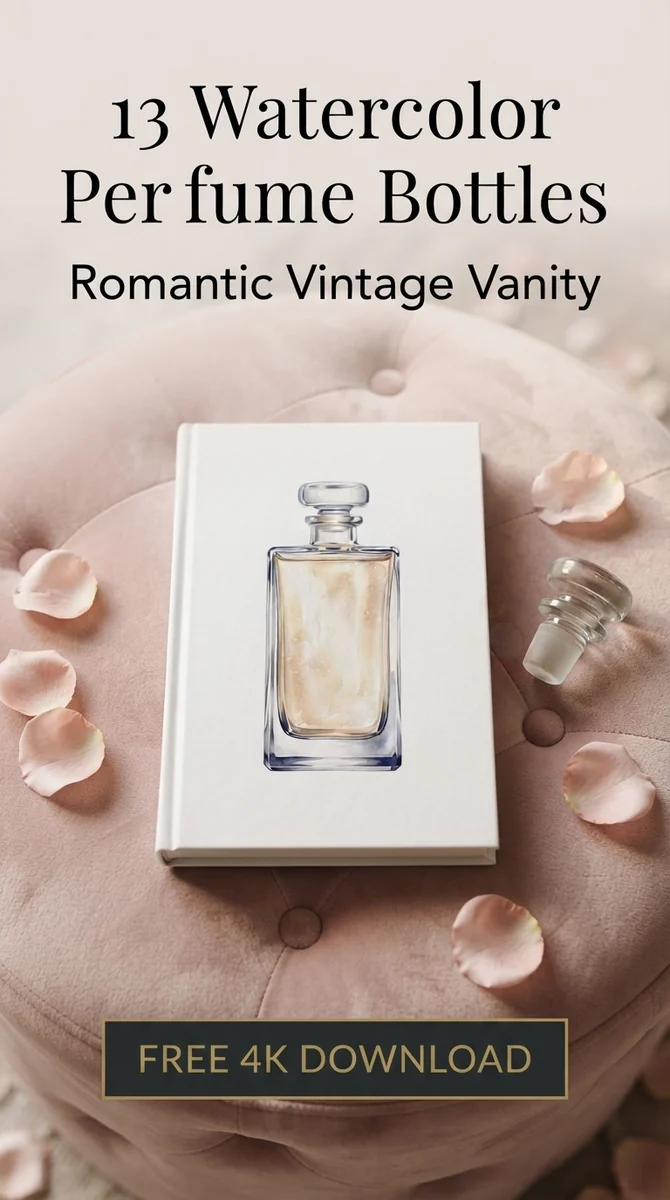 Free Elegant Crystal Perfume PNG | Watercolor Vanity Clipart — Coquette Vanity | Watercolor Perfume PNG Clipart watercolor clipart